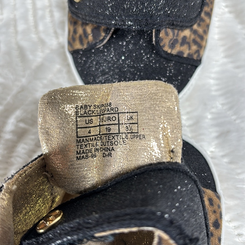 Micheal Kors Black and Leopard Infant baby Shoes - Size 4 - Picture 7 of 8